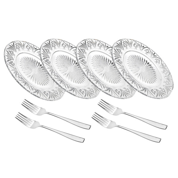 Dessert Plate &  Forks Set of 8