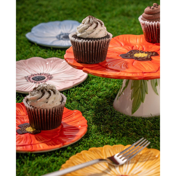 Flower Cake Stand Red Poppy