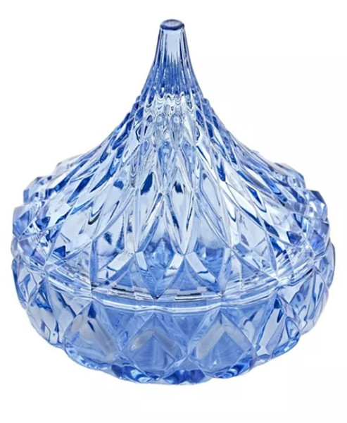 Covered Candy Dish Hershey Kiss Blue