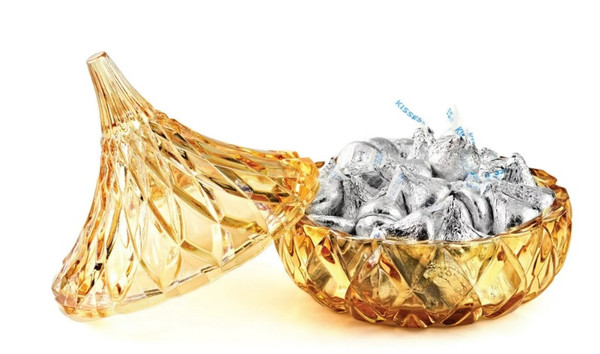 Covered Candy Dish Hershey Kiss Gold