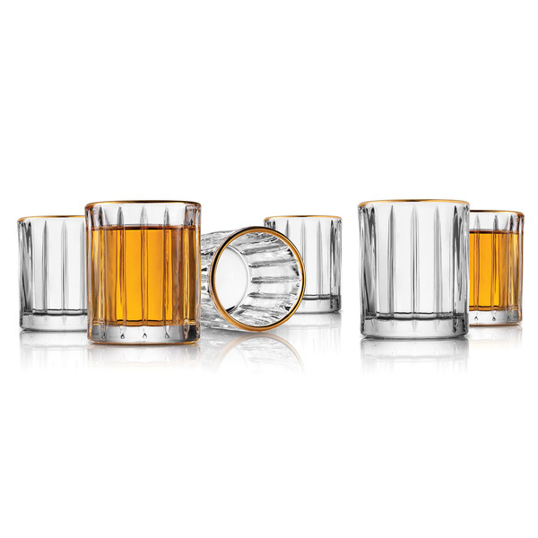 Set of 6 Crystal Shot Glasses with Gold Rim Wedding & Bridal Shower Favors