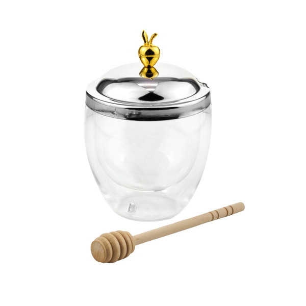 Apple Double Walled Honey Jar with Dipper | Wedding Favors