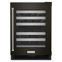 Kitchenaid® 24" Undercounter Wine Cellar with Glass Door and Metal-Front Racks KUWR314KBS