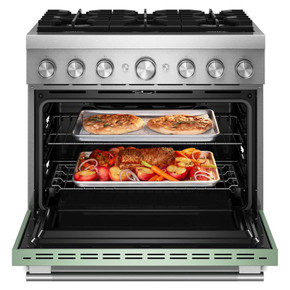 Kitchenaid® 36-Inch 6 Burner Commercial-Style Dual Fuel Range with No Preheat Air Fry Mode KFDS936SDC