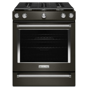 Kitchenaid® 30-Inch 5-Burner Gas Slide-In Convection Range KSGG700EBS