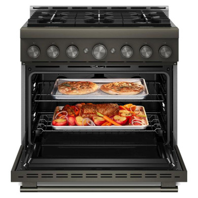 KitchenAid® 36-Inch 6 Burner Commercial-Style Gas Range with No Preheat Air Fry Mode KFGS936SBE