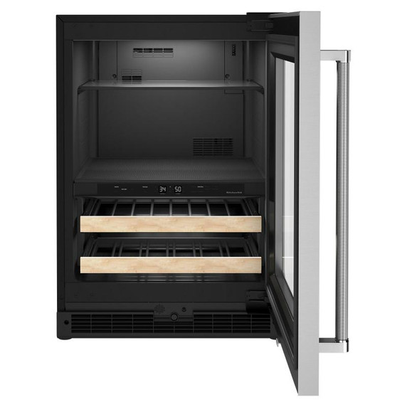 Kitchenaid® 24" Beverage Center with Glass Door and Wood-Front Racks KUBR214KSB