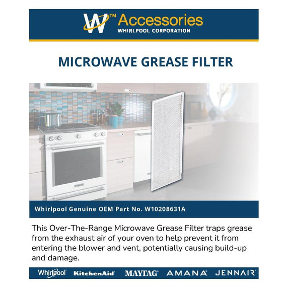 Over-The-Range Microwave Grease Filter W10208631A