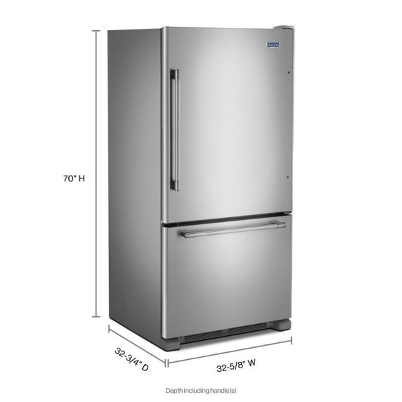 Maytag® 33-Inch Wide Bottom Mount Refrigerator - 22 Cu. Ft. MBF2258FEZ
