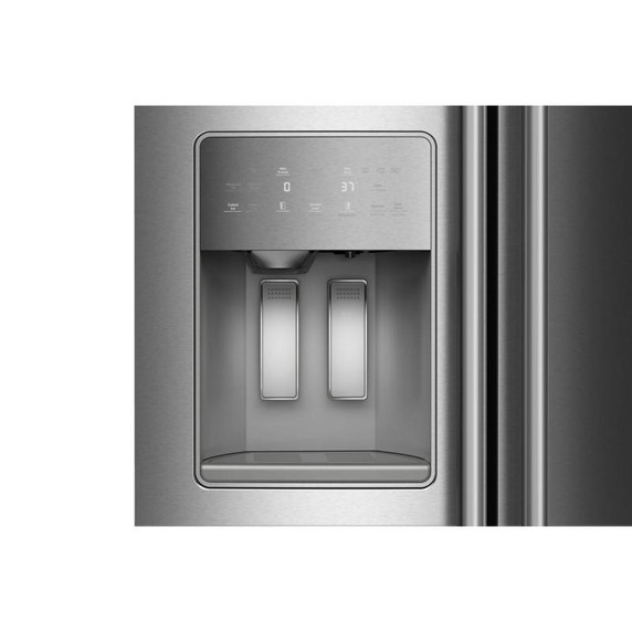 Kitchenaid® 20.8 Cu. Ft. Counter-Depth Side-by-Side Refrigerator with Exterior Ice and Water Dispenser in PrintShield™ Finish KRSC536RPS