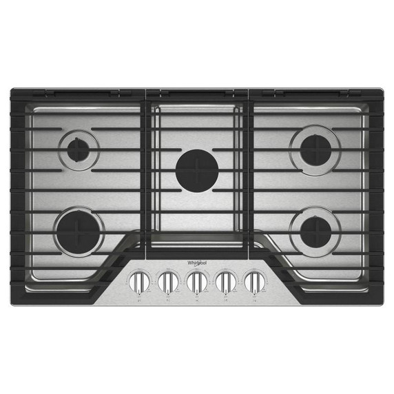 Whirlpool® 36-inch Gas Cooktop with EZ-2-Lift™ Hinged Cast-Iron Grates WCGK5036PS