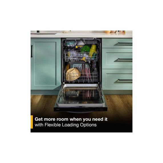 Whirlpool® 24-Inch Dishwasher with Total Coverage Wash Action and Auto Open Air Dry in Fingerprint Resistant Black Stainless WDTS8024SV