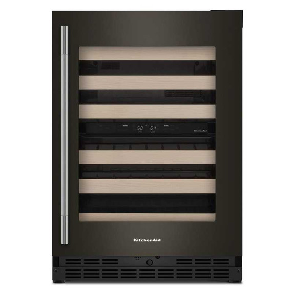 Kitchenaid® 24" Undercounter Wine Cellar with Full-Extension Wood-Front Racks KUWR524SBE