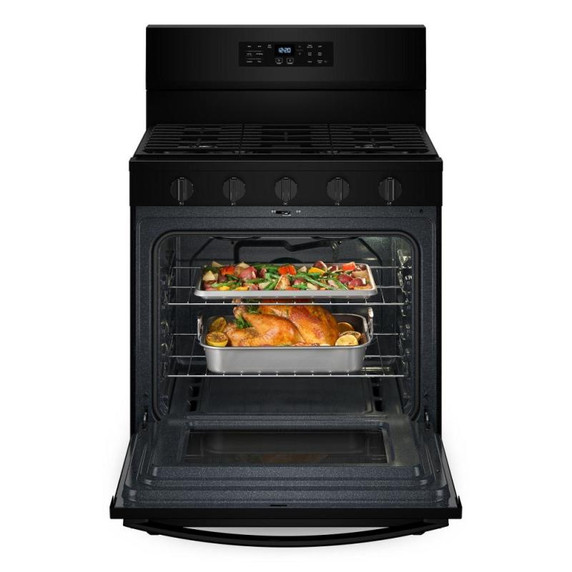 Whirlpool® 30-inch Gas Range with Air Fry and Air Baking, Self Cleaning, Rapid Preheat 5.0 CuFt Capacity WFGS5030RB