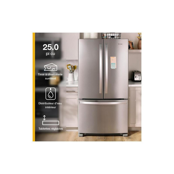 Whirlpool® 36-Inch Wide Full-Depth French Door Bottom Mount Refrigerator - 25 cu. ft. WRFF3236RV