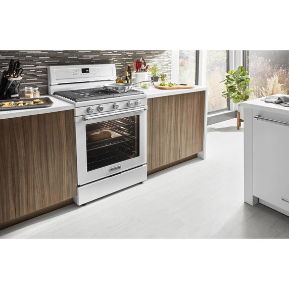 Kitchenaid® 30-Inch 5-Burner Gas Convection Range KFGG500EWH