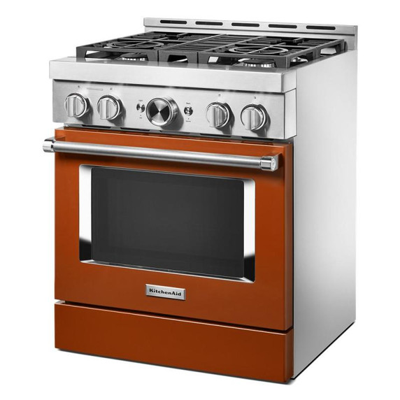 KitchenAid® 30'' Smart Commercial-Style Gas Range with 4 Burners KFGC500JSC