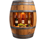 Oak Barrel Wine Cabinet (Lighted)