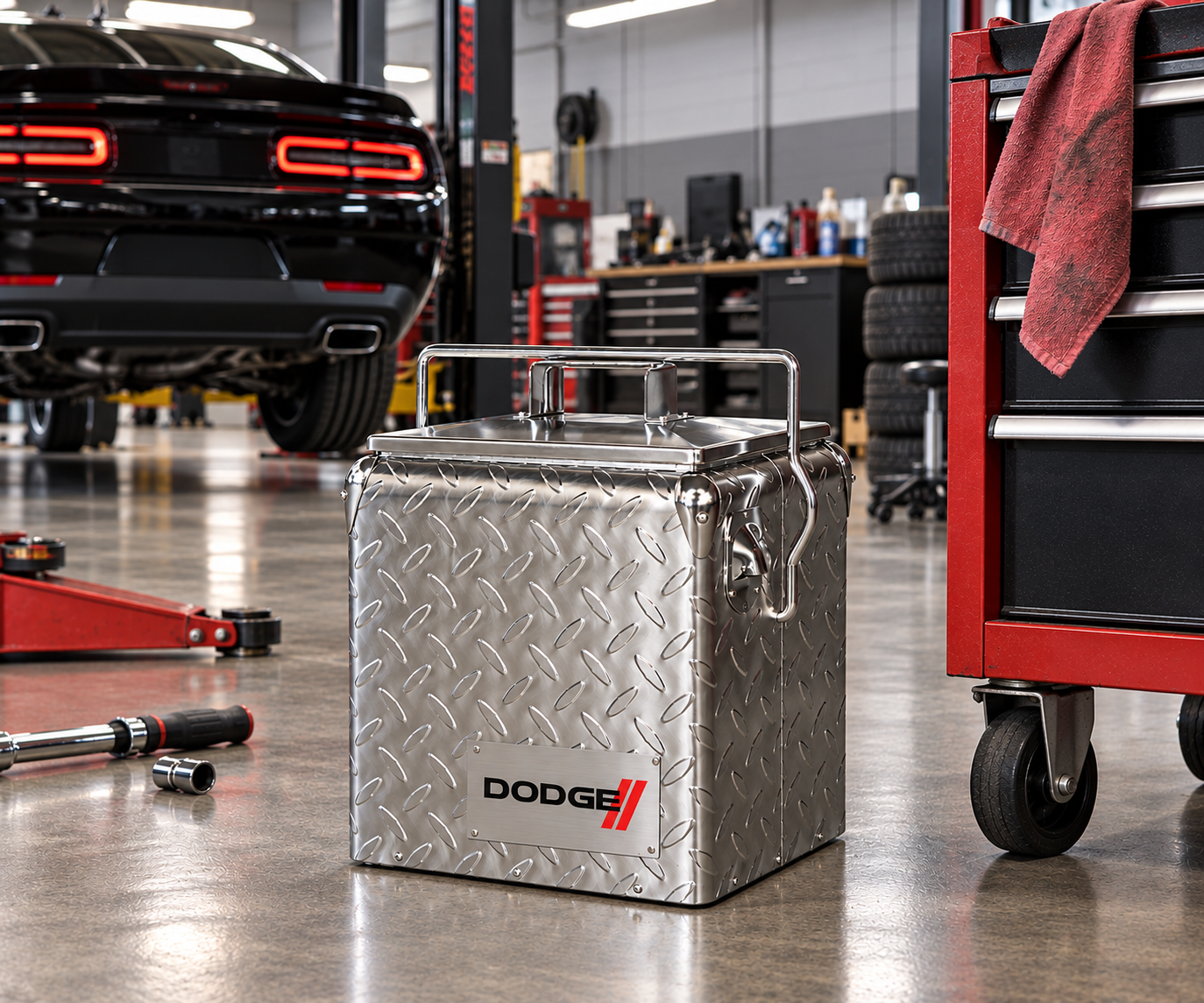 Diamond Plate Retro Metal Cooler - 13L 