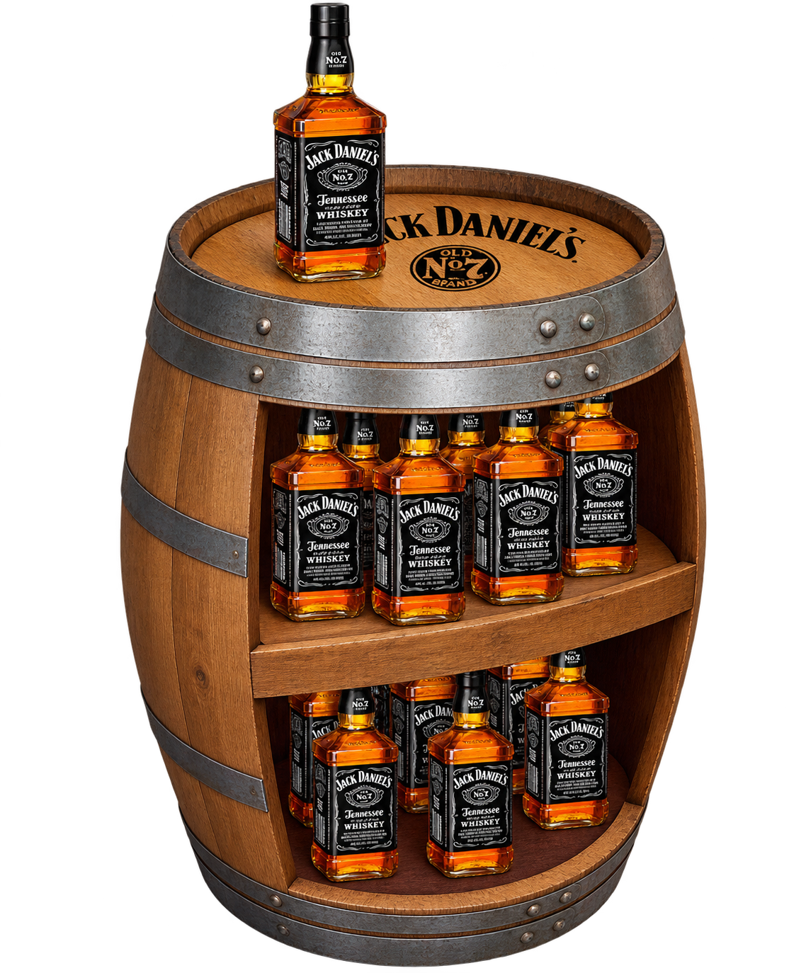 Oak Barrel Liquor Display