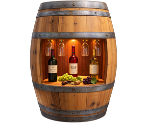 Oak Barrel Wine Cabinet (Lighted)
