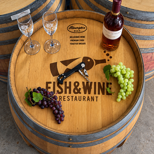Oak Barrel Wine Cabinet (Lighted)