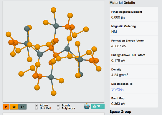 SnPSe3 crystal
