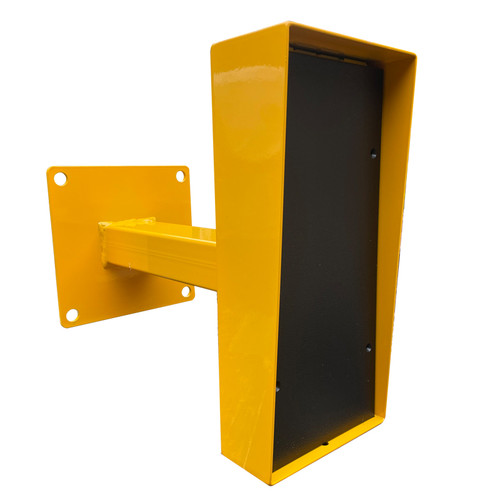 300mm Wall Mounted Bollard with attached Rikbox SAFETY YELLOW Box Dimensions 334L x 154W x 40D Back plate 200 x 200mm