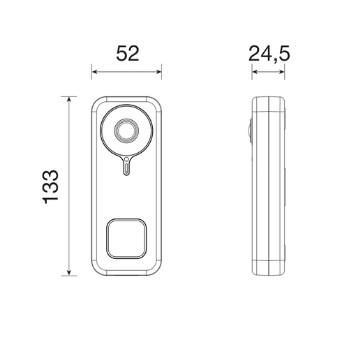 WIFI INTERCOM( 2.4Ghz) 1 BUTTON AUDIO/VIDEO DOOR STATION SILVER RESIDENTIAL TOUCH BUTTON 4MP 160&deg; WDR PLASTIC IP54 H.264 LOCK OUTPUT(POWERED) BUILT IN 8GB SD CARD 24VDC
