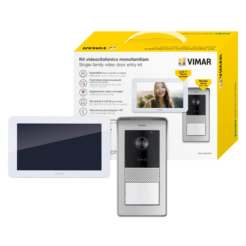 ELVOX K42915 IP VIDEO INTERCOM KIT INCLUDES 1X 7 INCH TOUCHSCREEN MONITOR 1X 1 BUTTON DOOR STATION WITH RAINHOOD NFC READER 24VDC 1A PSU