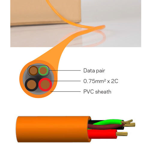 SECURITY CABLE 2x 14/0.20 & 2x 24/0.20 2 PAIR STRANDED UNSCREENED PVC SHEATH 300M ORANGE