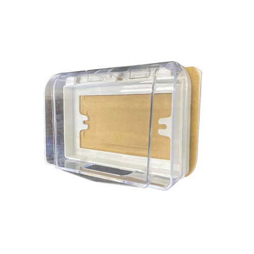 Perspex GPO Cover with Hinged LID and double sided stick on template.
