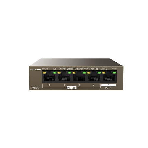 IP-COM 5PORT GIGABIT PD SWITCH 22W POE TOTAL CAPACITY 4x POE L2 UNMANAGED BROWN POE