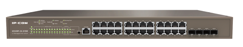 IP-COM 24PORT ( 28P) GIGABIT SWITCH 370W POE TOTAL CAPACITY 24x POE+ PLUS 4x 1G SFP/ FIBRE PORT L3 MANAGED BROWN 50-56VDC/ POE++