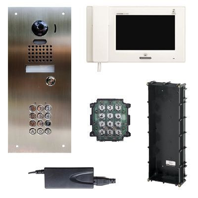 Aiphone JP Series Stainless Entry Kit Qty1 JPDVF Flush Entry Qty1 AC10U Keypad Qty1 JP4MED master station Qty1 FEW