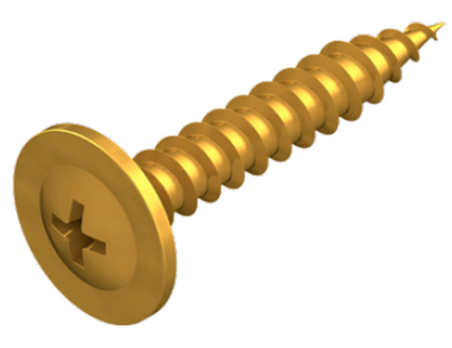 MTLBTN-G8M32 BUTTON HEAD NEEDLE POINT SCREW 8G X 32MM 200 PACK GOLD
