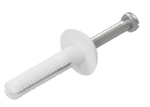 MATELEC NAN-5/25SS NYLON ANCHOR NAIL 304 STAINLESS STEEL HEAD 5 X 25MM 100 PACK WHITE