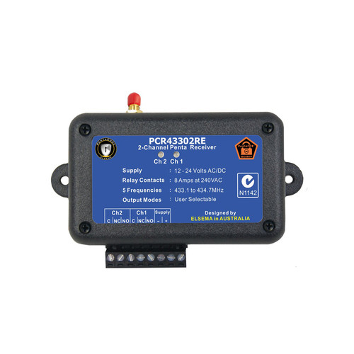 2-Channel 433MHz Penta Receiver with 2 Relay outputs in a case