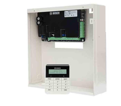 Bosch Solution 3000 Kit with Text Keypad. NO PIR's or Siren/Strobes Kit includes; Solution 3000 Panel in Metal Box with