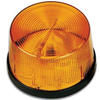 Amber Strobe Light - 12VDC & 24VDC Operating voltage: 12 or 24VDC/AC Current: 50mA Strobe frequency: 80/min Colour: