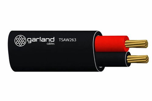 GARLAND TSAW263200 SPEAKER CABLE 26/0.30 2C 15AWG PACW STRANDED UNSCREENED PVC TWIN SHEATH 200M BLACK