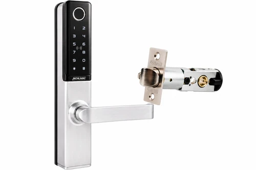 SCHLAGE SCEBZ700TLSC SCHLAGE ENCORE SMART LOCK WITH TUBULAR LATCH SATIN CHROME KEY OVERRIDE IP65 2 HOUR FIRE RATING BATTERY POWERED