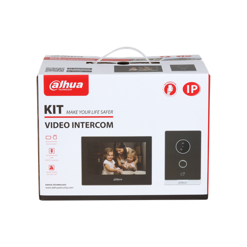 DAHUA DHI-KTW04 IP VID INT KIT W/ MON BLK W/ SIL VILLA 7 INCH DISP CAP T/SCREEN 2MP 120 DB PC + ACRYLIC/PC + ABS IP65 H.264 & H.265 1 ALM/O W/ RFID RDR TWO-LOCK CONTROL UP TO 256GB MICRO SD CARD 12VDC/POE(48V) 10/100 MBPS ETH