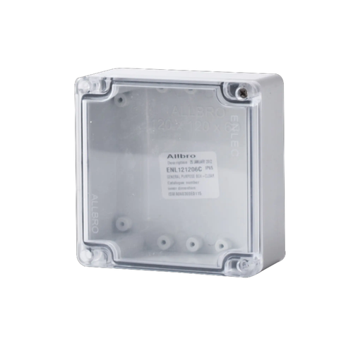 ALLBRO ENL121206C ENLEC ENCLOSURE POLYCARBONATE IP66 CLEAR