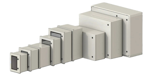 ALLBRO ALL-004/E ALLBROX 4 ENCLOSURE SMC IP66 VERTICAL WITH MULTI-ANGLE MOUNTING BRACKETS GREY WITH RAIN HOOD QUARTER TURN LOCK