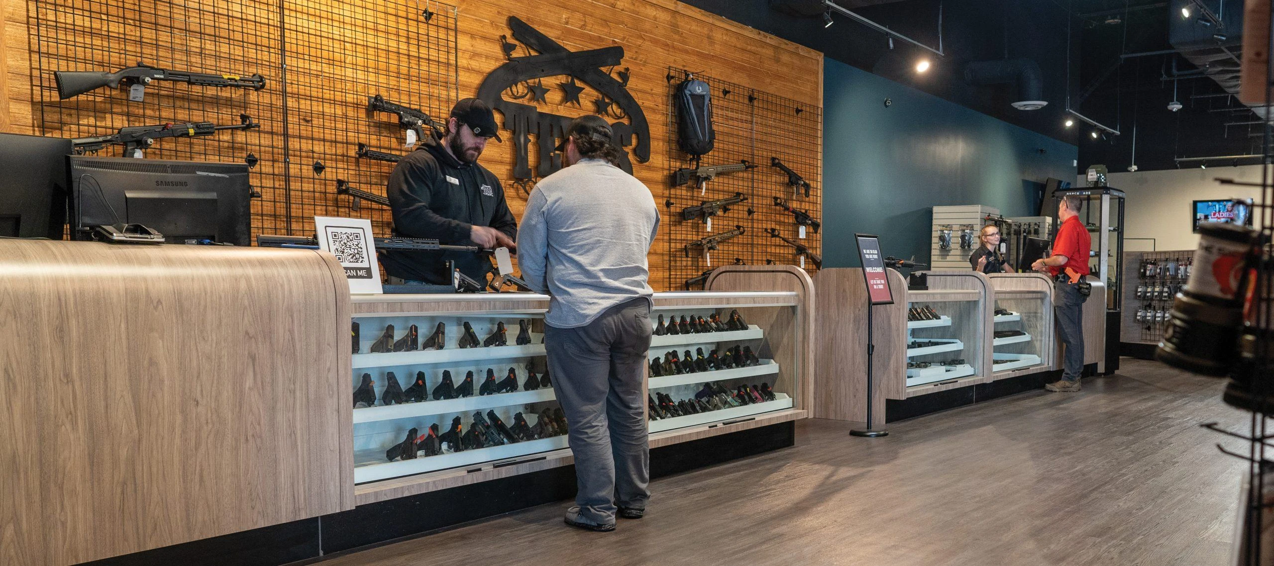 Brick and mortar gun shop counter
