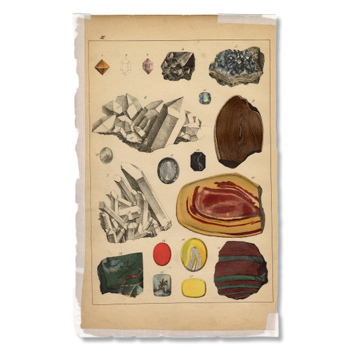 "Das Mineralreich in Bildern" Plat XVI 1858 Hand-Colored Engraving (2)