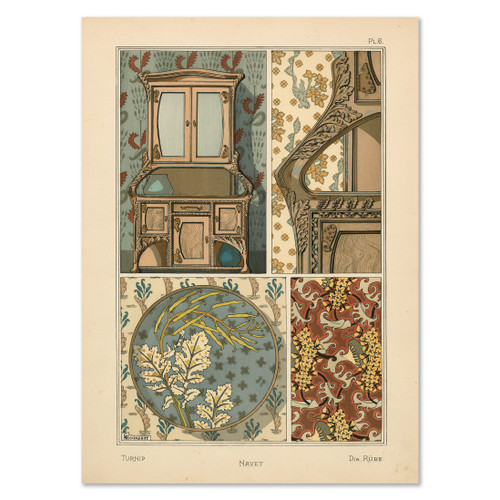 "Navet, Pl. 6" Original Art Nouveau Pochoir by G.A. Bourgeot