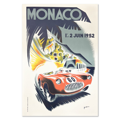 "Monaco Grand Prix 1952" Auto Racing Lithograph Poster