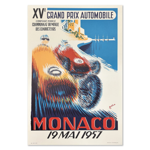 "Monaco Grand Prix 1957" Auto Racing Lithograph  Poster